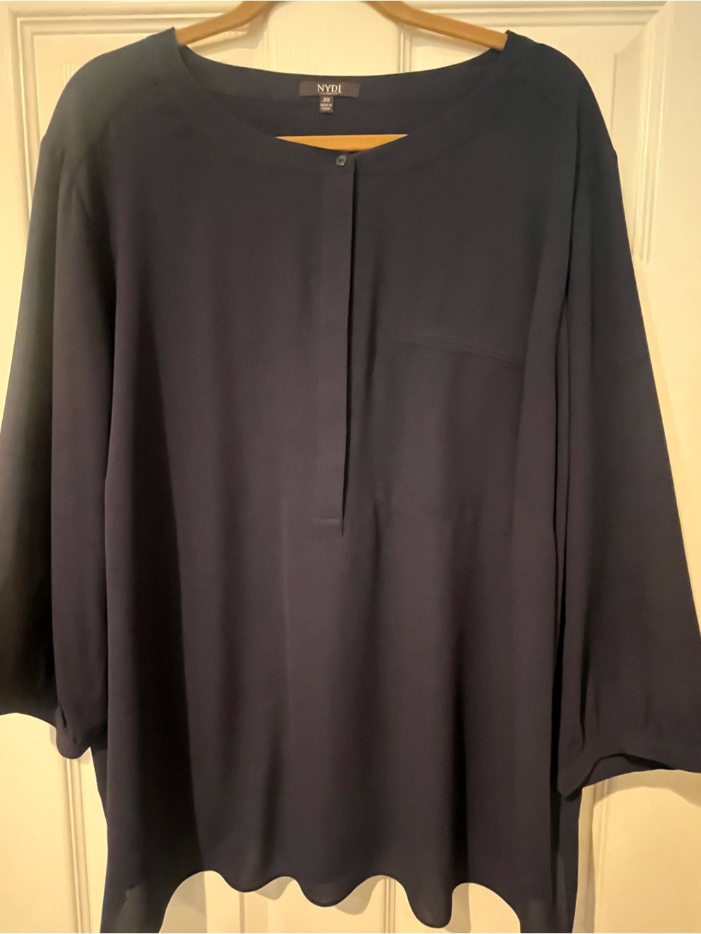 NYDJ Navy Long-Sleeve Tunic Blouse
